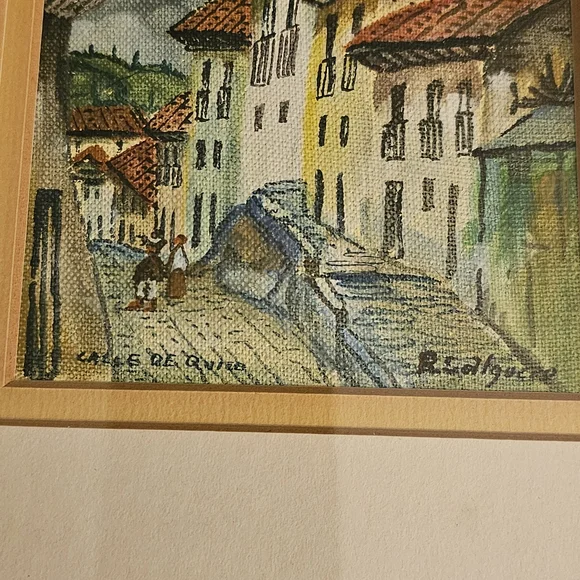 Charming Street Scene Painting with Gold Frame - Picture 4 of 4
